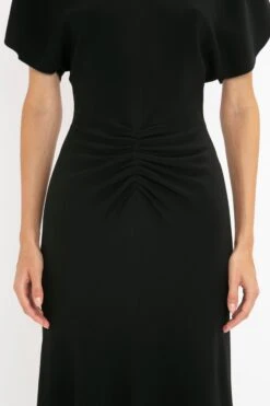 Victoria Beckham Gathered Waist Midi Dress In Black -Victoria Beckham 8K1A3739