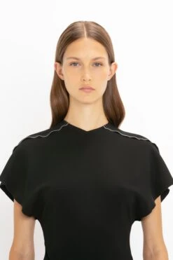 Victoria Beckham Short Sleeve Tie Detail Dress In Black 13 Victoria Beckham Short Sleeve Tie Detail Dress In Black -Victoria Beckham 8K1A3747
