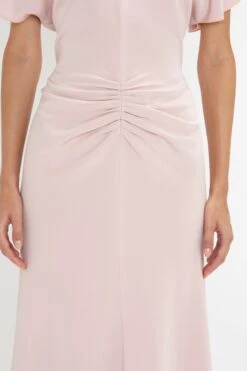 Victoria Beckham Gathered Waist Midi Dress In Blush -Victoria Beckham 8K1A3787