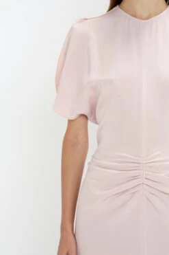 Victoria Beckham Gathered Waist Midi Dress In Blush -Victoria Beckham 8K1A3788