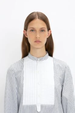 Victoria Beckham Tuxedo Bib Shirt In Black And Off-White -Victoria Beckham 8K1A3847