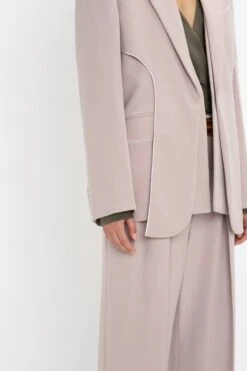 Victoria Beckham Double Panel Front Jacket In Rose Quartz -Victoria Beckham 8K1A3873