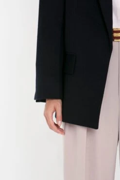 Victoria Beckham Peak Lapel Jacket In Midnight -Victoria Beckham 8K1A3881