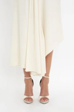 Victoria Beckham Sleeveless Tie Detail Dress In Cream -Victoria Beckham 8K1A3885