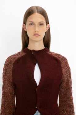 Victoria Beckham Exclusive Contrast Sleeve Cardigan In Rust -Victoria Beckham 8K1A3892