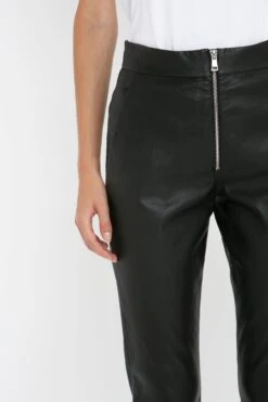 Victoria Beckham Slim Leather Trouser In Black -Victoria Beckham 8K1A3909