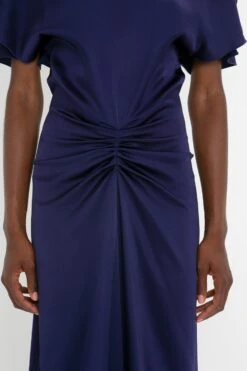 Victoria Beckham Exclusive Gathered Waist Floor-Length Dress In Ultraviolet -Victoria Beckham 8K1A3940
