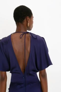 Victoria Beckham Exclusive Gathered Waist Floor-Length Dress In Ultraviolet -Victoria Beckham 8K1A3945