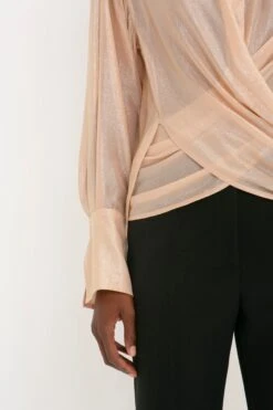 Victoria Beckham Wrap Front Blouse In Rosewater -Victoria Beckham 8K1A3979