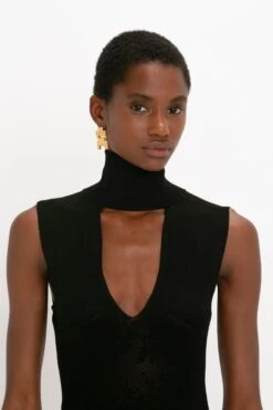 Victoria Beckham Cut Out Front Floor-Length Dress In Black -Victoria Beckham 8K1A4080