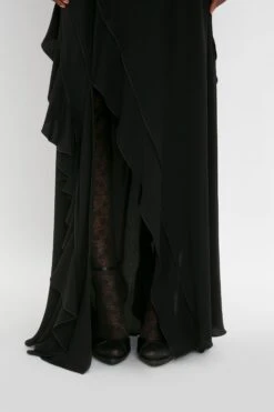 Victoria Beckham Exclusive Asymmetric Bias Frill Dress In Black -Victoria Beckham 8K1A4117