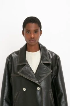 Victoria Beckham Oversized Leather Jacket In Black -Victoria Beckham 8K1A4141
