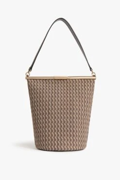 Victoria Beckham Frame Bucket Bag In House Monogram Jacquard
