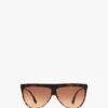 Victoria Beckham Flat Top V Sunglasses In Striped Dark Havana