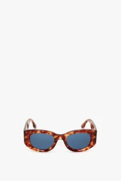 Victoria Beckham Monogram Detail Sunglasses In Blonde Havana