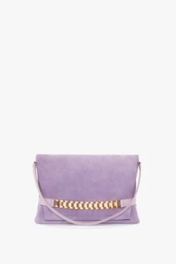 Victoria Beckham Chain Pouch With Strap In Lilac Suede -Victoria Beckham ChainPouchwithStrapinGlycineSuede4