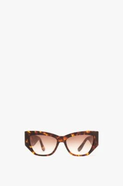 Victoria Beckham Sculptural Frame Sunglasses In Dark Havana Fade