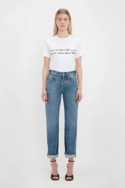 Victoria Beckham Enough About Me Slogan T-Shirt