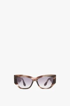 Victoria Beckham Sculptural Frame Sunglasses In Striped Grey