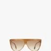 Victoria Beckham Classic Flat Top V Sunglasses In Honey Horn