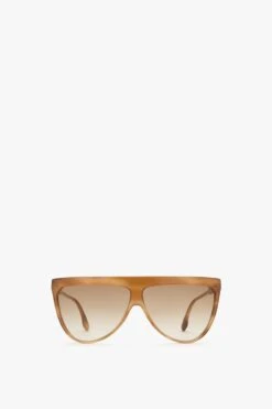 Victoria Beckham Classic Flat Top V Sunglasses In Honey Horn