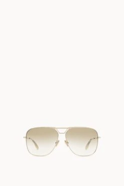 Victoria Beckham Classic V Metal Navigator Sunglasses In Gold