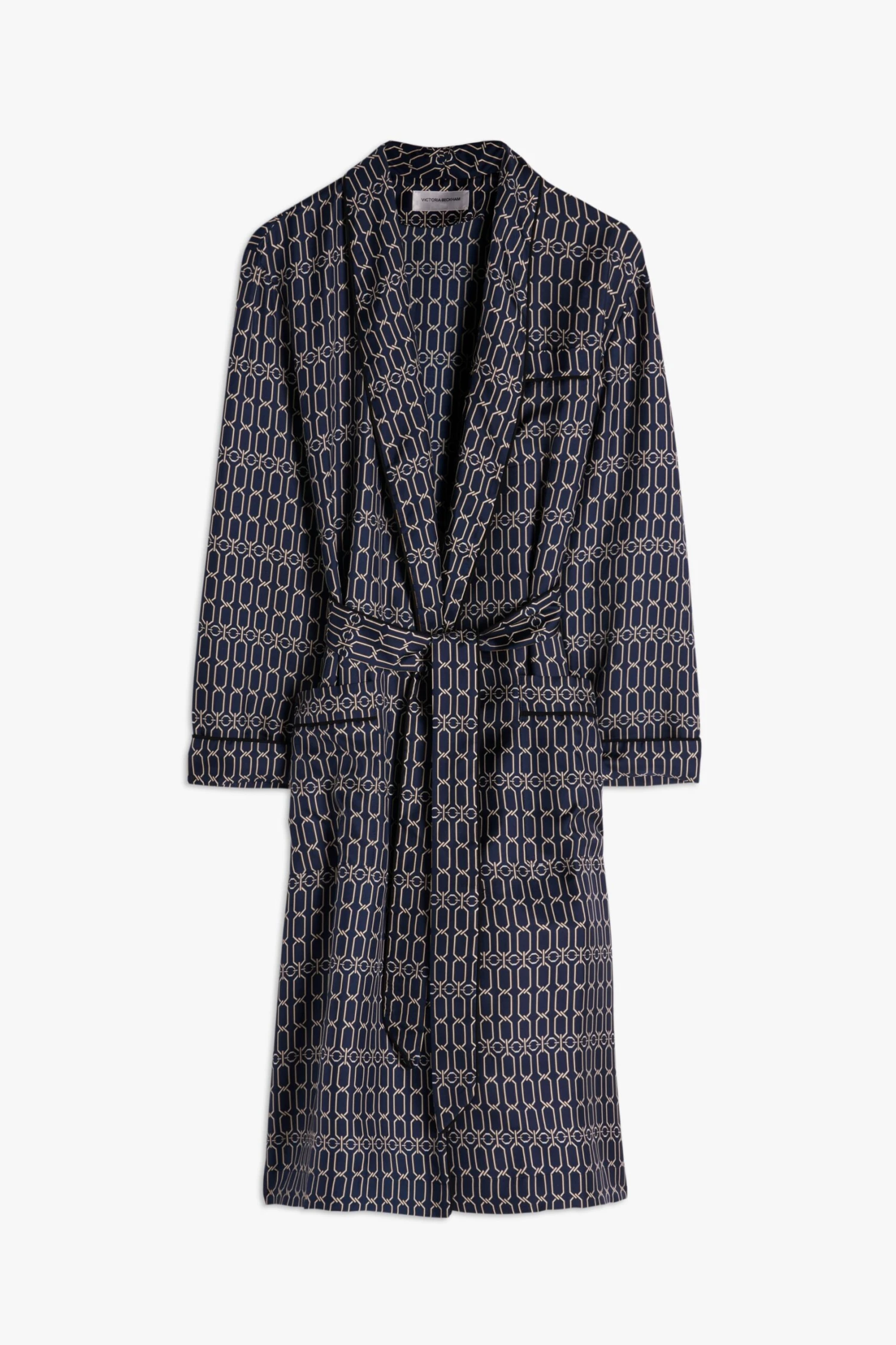 Victoria Beckham Chain Print Robe In Navy 5 Victoria Beckham Chain Print Robe In Navy - Image 5