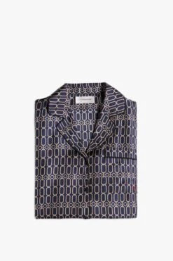 Victoria Beckham Chain Print Pyjama Set In Navy -Victoria Beckham PYJAMA SET NAVY 5 2700 4050 247 LR