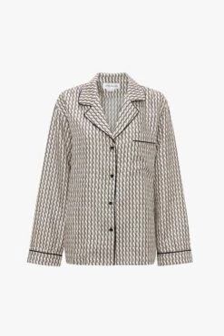 Victoria Beckham Pyjama Sleep Set In VB House Monogram Jacquard 17 Victoria Beckham Pyjama Sleep Set In VB House Monogram Jacquard -Victoria Beckham PyjamaSleepSetInVBHouseMonogramJacquardFlat2