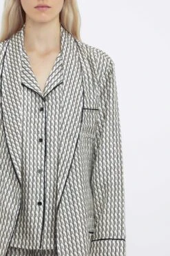 Victoria Beckham Pyjama Robe In VB House Monogram Jacquard 17 Victoria Beckham Pyjama Robe In VB House Monogram Jacquard -Victoria Beckham RobeInVBHouseMonogramJacquardDetail2