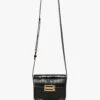 Victoria Beckham Mini Frame Shoulder Bag In Black Croc-Effect Leather