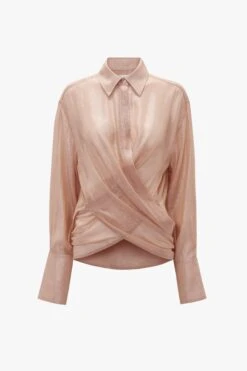 Victoria Beckham Wrap Front Blouse In Rosewater -Victoria Beckham UntitledSession1890