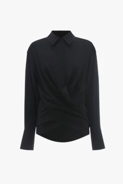Victoria Beckham Wrap Front Blouse In Black -Victoria Beckham UntitledSession1894
