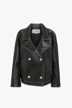 Victoria Beckham Oversized Leather Jacket In Black -Victoria Beckham UntitledSession4104 1