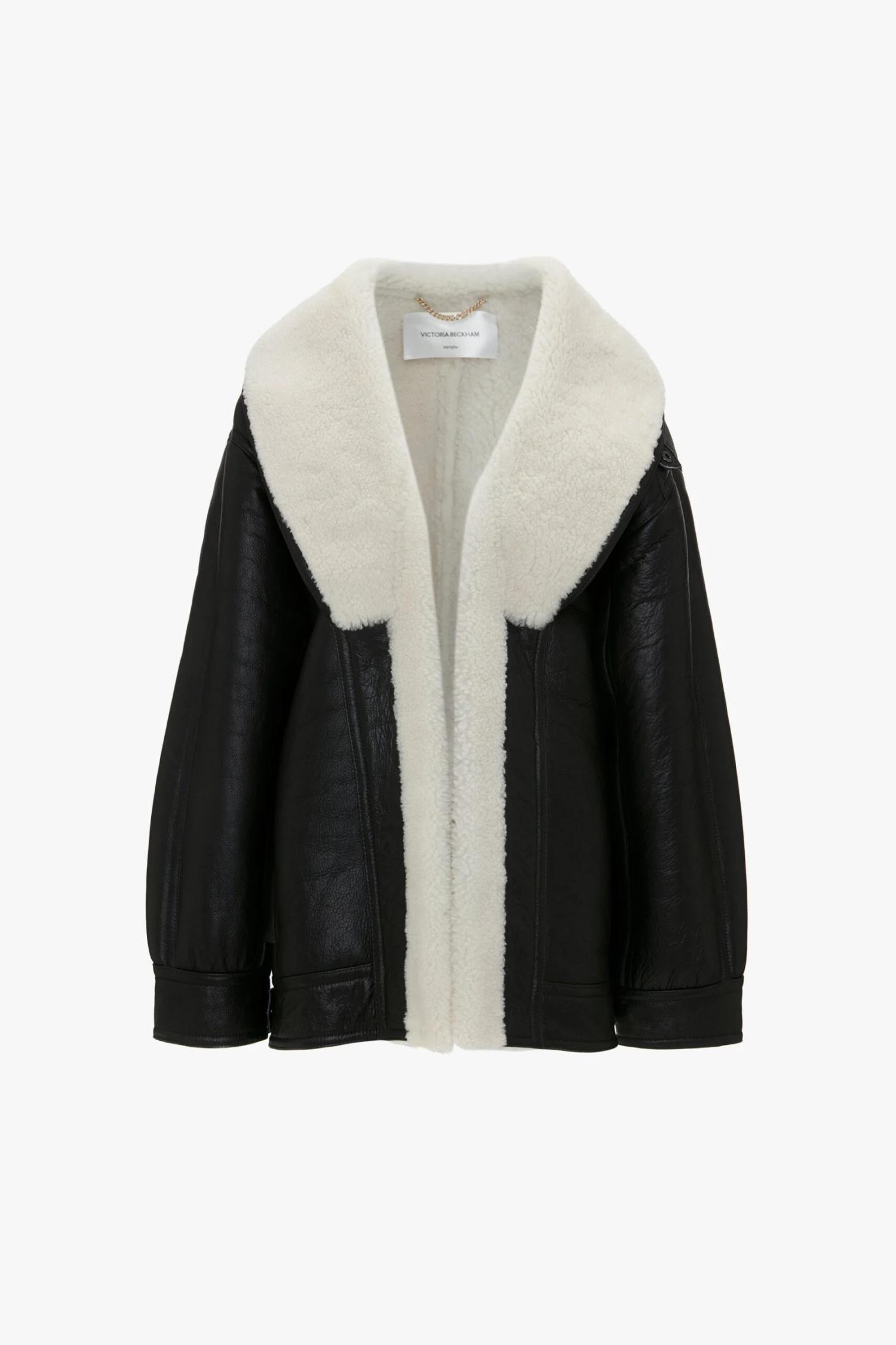 Victoria Beckham Shearling Coat In Monochrome 6 Victoria Beckham Shearling Coat In Monochrome - Image 6