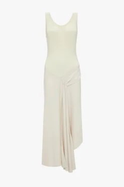 Victoria Beckham Sleeveless Tie Detail Dress In Cream -Victoria Beckham UntitledSession4111