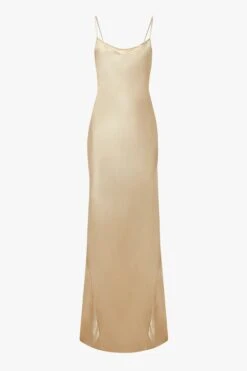 Victoria Beckham Exclusive Floor-Length Cami Dress In Gold -Victoria Beckham UntitledSession4116