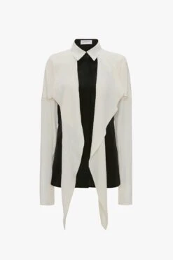 Victoria Beckham Oversized Bow Detail Blouse In Vanilla -Victoria Beckham UntitledSession4118