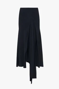 Victoria Beckham Asymmetric Tie Detail Skirt In Midnight -Victoria Beckham UntitledSession4120