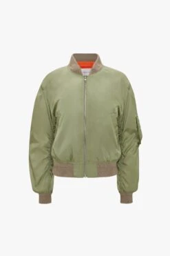 Victoria Beckham Cropped Bomber Jacket In Avocado -Victoria Beckham UntitledSession4135