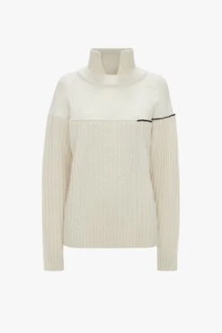 Victoria Beckham Collar Detail Jumper In Natural -Victoria Beckham UntitledSession4138