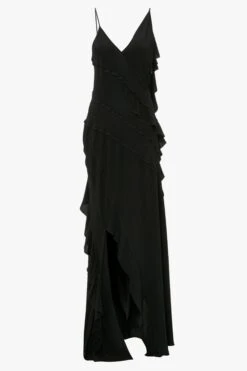 Victoria Beckham Exclusive Asymmetric Bias Frill Dress In Black -Victoria Beckham UntitledSession4154 1