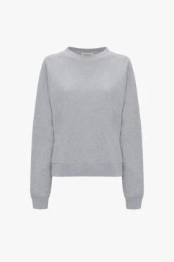 Victoria Beckham Football Sweatshirt In Grey Marl -Victoria Beckham UntitledSession4164