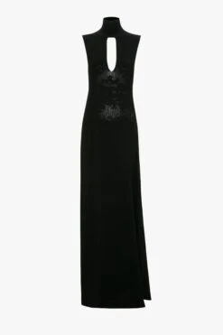 Victoria Beckham Cut Out Front Floor-Length Dress In Black -Victoria Beckham UntitledSession4179