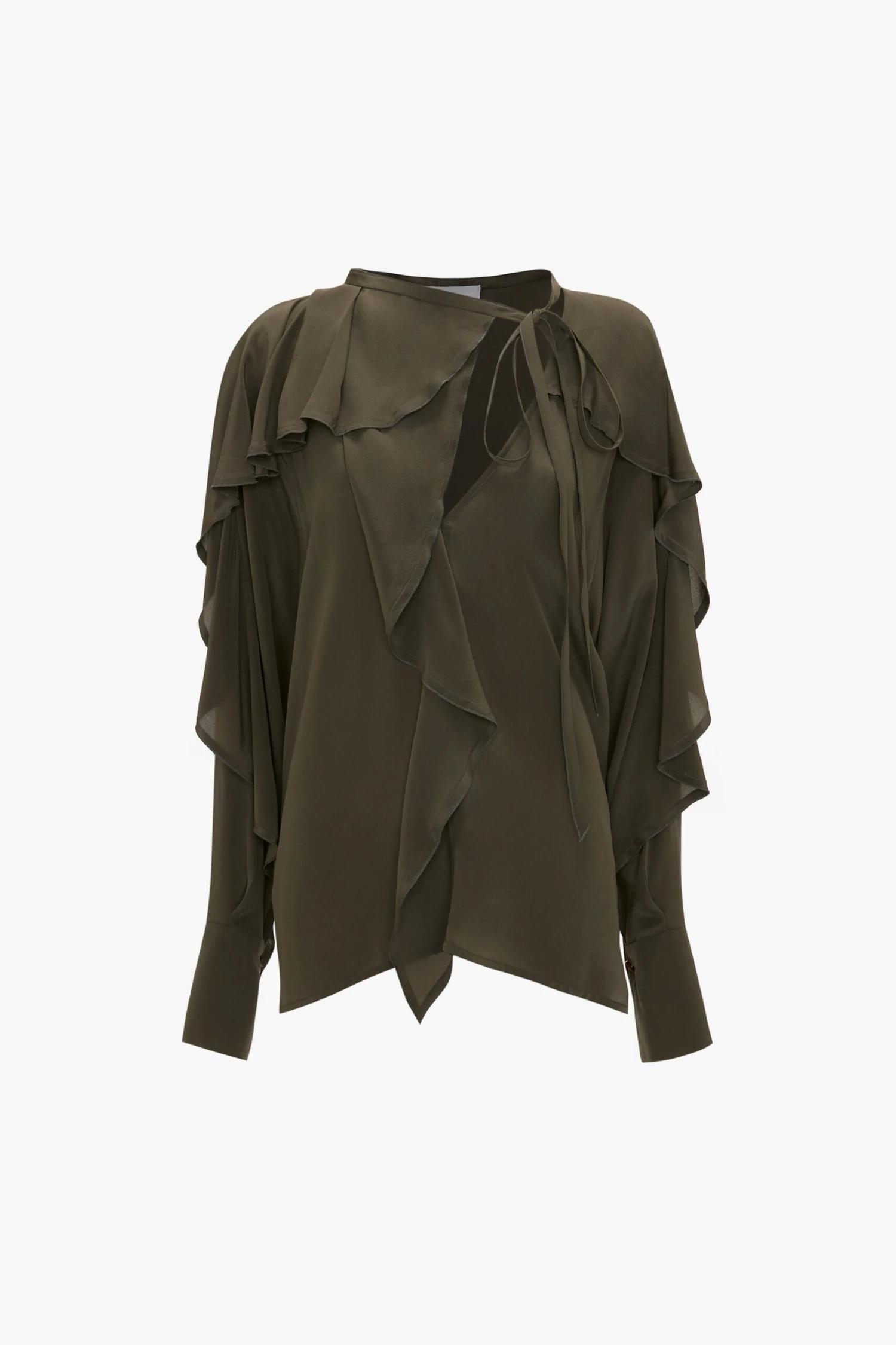 Victoria Beckham Tie Detail Ruffle Blouse In Oregano 7 Victoria Beckham Tie Detail Ruffle Blouse In Oregano - Image 7
