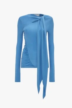 Victoria Beckham Tie Detail Top In Oxford Blue -Victoria Beckham UntitledSession4214 334912e5 abd7 4798 b886 1acd40309ea4