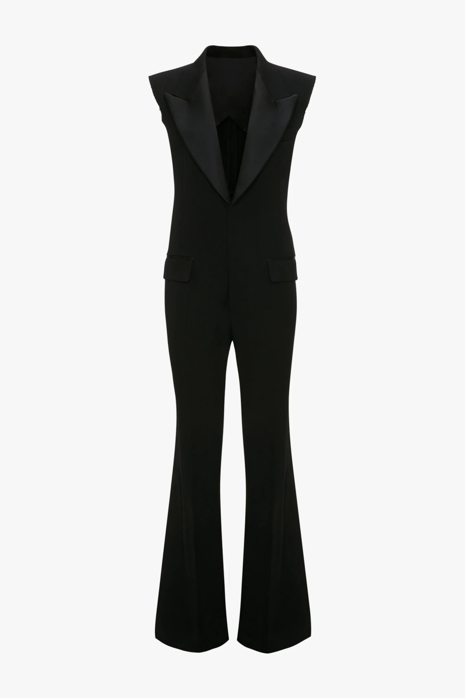 Victoria Beckham Sleeveless Tuxedo Jumpsuit In Black 8 Victoria Beckham Sleeveless Tuxedo Jumpsuit In Black - Image 8