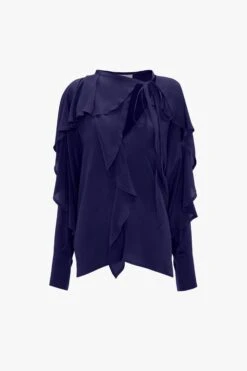 Victoria Beckham Tie Detail Ruffle Blouse In Ultraviolet 13 Victoria Beckham Tie Detail Ruffle Blouse In Ultraviolet -Victoria Beckham UntitledSession4218