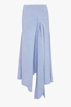 Victoria Beckham Asymmetric Tie Detail Skirt In Frost -Victoria Beckham UntitledSession4267