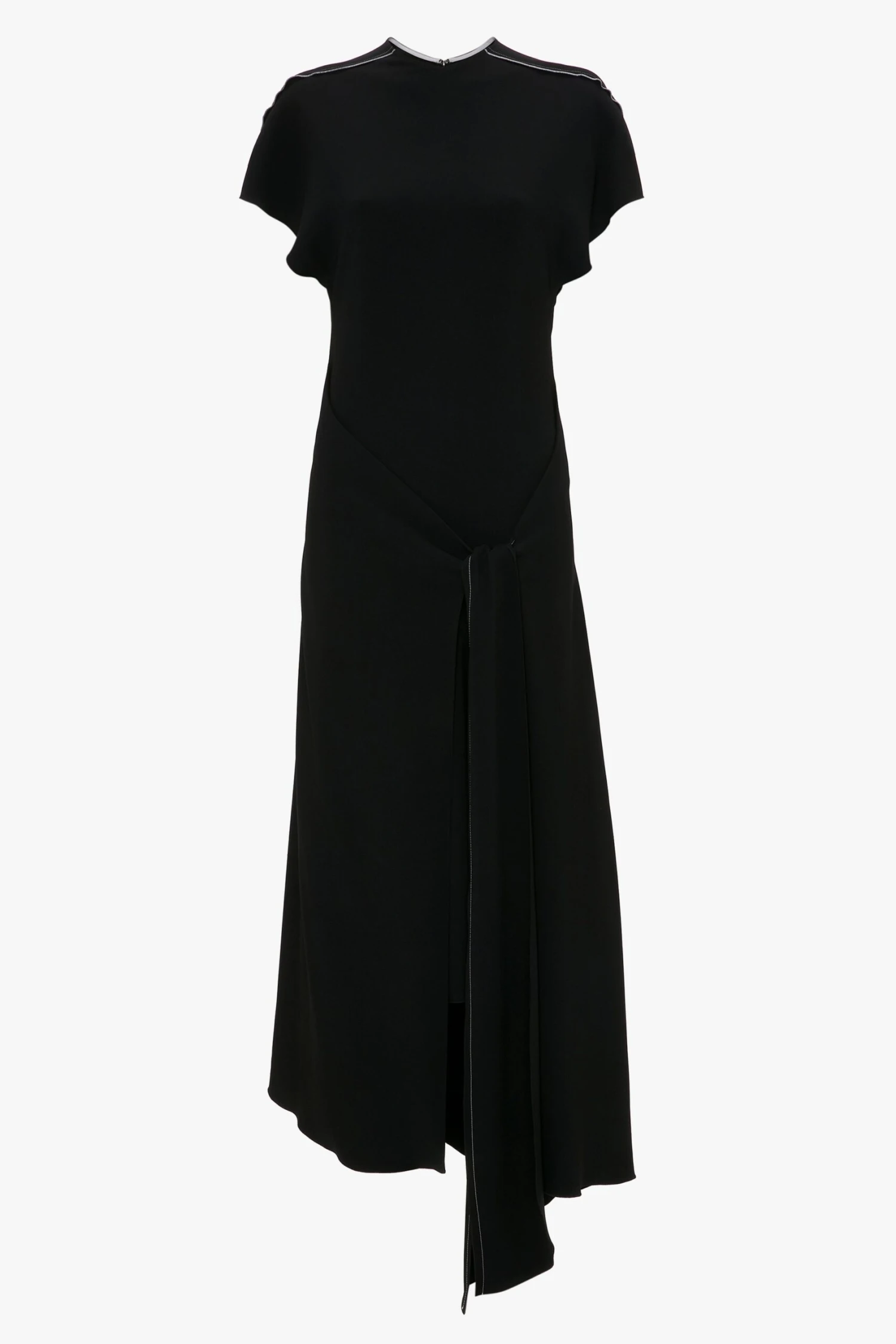 Victoria Beckham Short Sleeve Tie Detail Dress In Black 9 Victoria Beckham Short Sleeve Tie Detail Dress In Black - Image 9